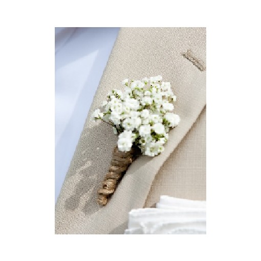 Simply white Babies Breath Boutonniere.